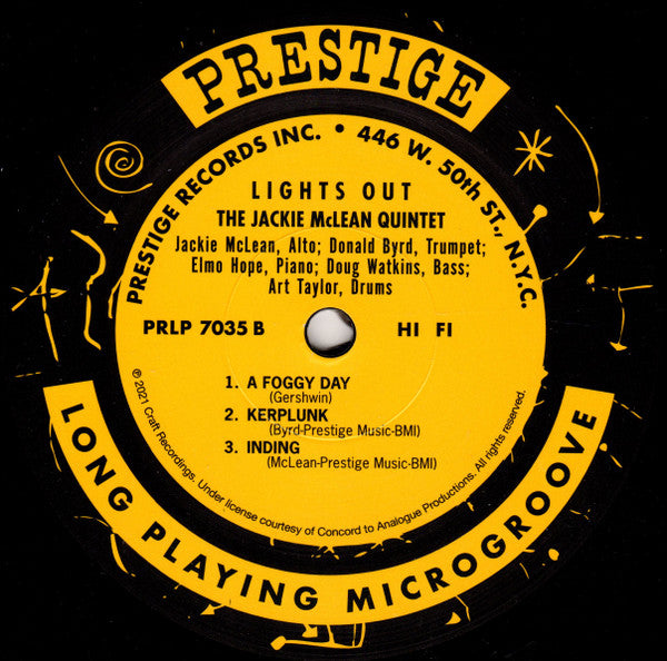 Jackie McLean Quintet With Donald Byrd And Elmo Hope : Lights Out! (LP, Album, Mono, Ltd, RE, RP, 200)