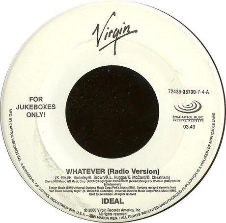 Ideal (6) : Whatever / Get Gone (7", Jukebox)