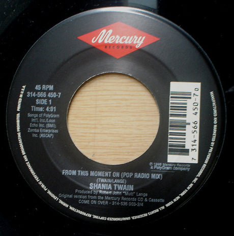 Shania Twain : From This Moment On (7", Single)