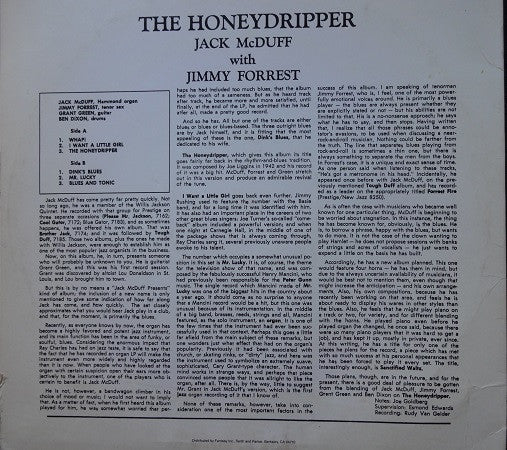 Brother Jack McDuff : The Honeydripper (LP, Album, RE)