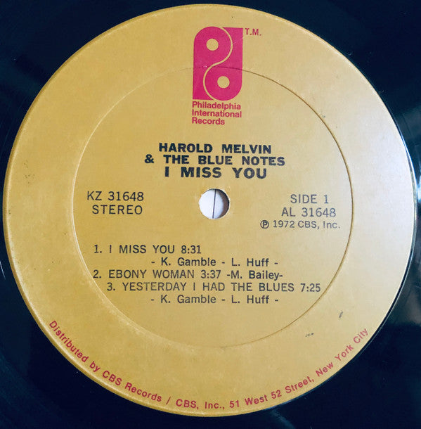 Harold Melvin And The Blue Notes : I Miss You (LP, Album, Cus)