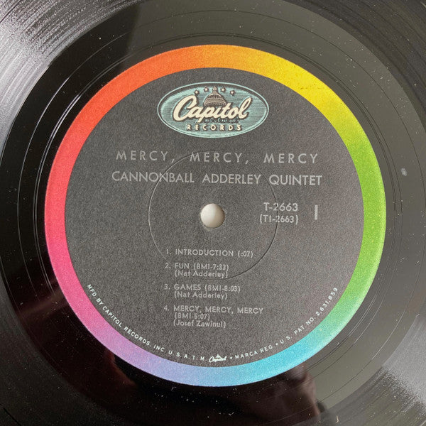 The Cannonball Adderley Quintet : Mercy, Mercy, Mercy! - Live At "The Club" (LP, Album, Mono, Scr)