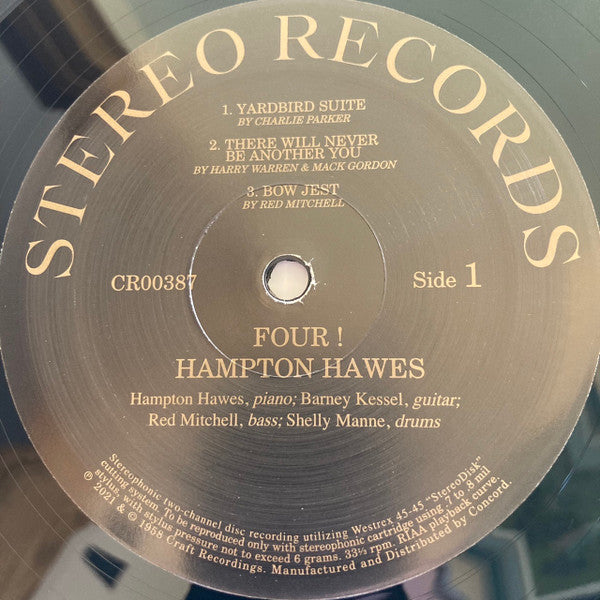 Hampton Hawes !!!! With Barney Kessel, Shelly Manne & Red Mitchell : Four! (LP, Album, RE, 180)