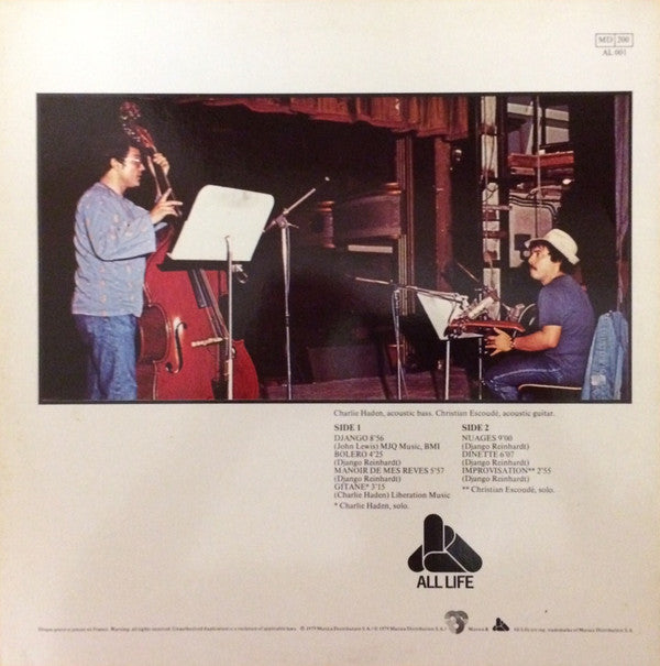 Charlie Haden & Christian Escoudé : Gitane (LP, Album)