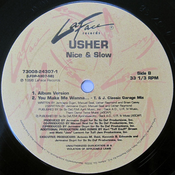 Usher : Nice & Slow (The Remixes) (12")