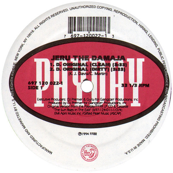Jeru The Damaja : D. Original (12", Single)