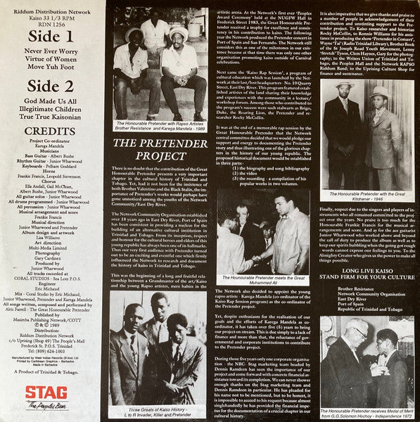 Lord Pretender : The Living Legend The Great Honourable Pretender A Document Of Kaiso History 1929 - 1989 (LP)