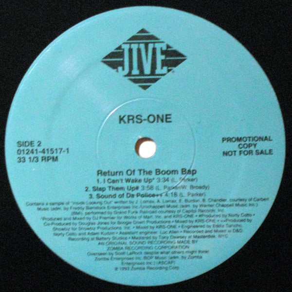 KRS-One : Return Of The Boom Bap (2xLP, Album, Promo)