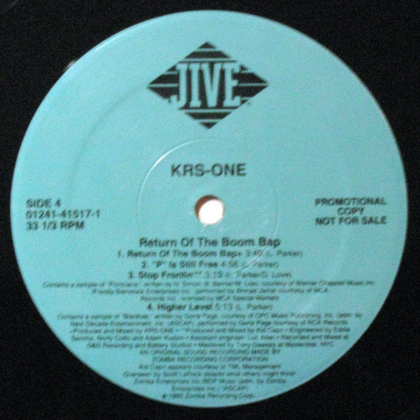 KRS-One : Return Of The Boom Bap (2xLP, Album, Promo)