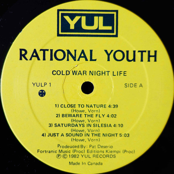 Rational Youth : Cold War Night Life (LP, Album, Yel)
