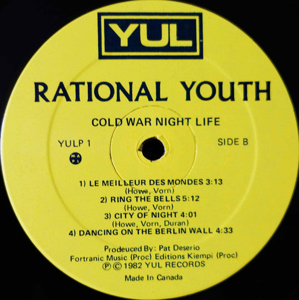 Rational Youth : Cold War Night Life (LP, Album, Yel)