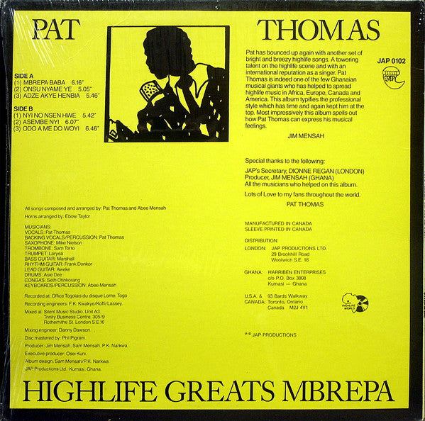 Pat Thomas (3) : Highlife Greats Mbrepa (LP, Album)