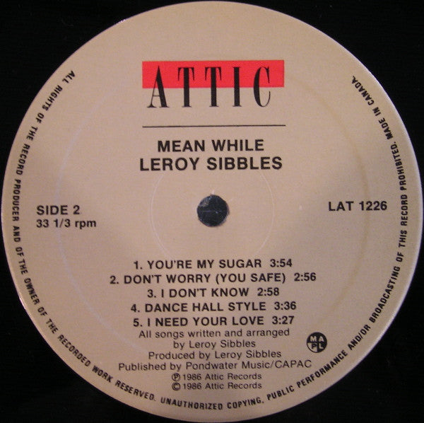 Leroy Sibbles : Mean While (LP, Album)