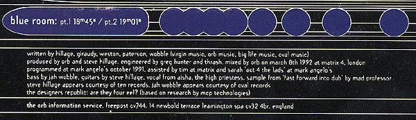 The Orb : Blue Room (12", Single)