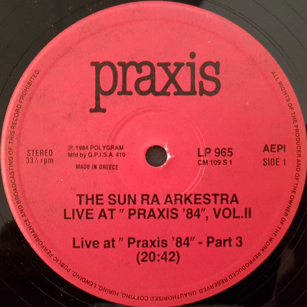 The Sun Ra Arkestra : Live At "Praxis ´84" Vol.II (LP, Album)