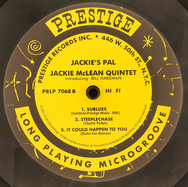 Jackie McLean Quintet Introducing Bill Hardman : Jackie's Pal (LP, Album, Mono, RE, RP, 200)