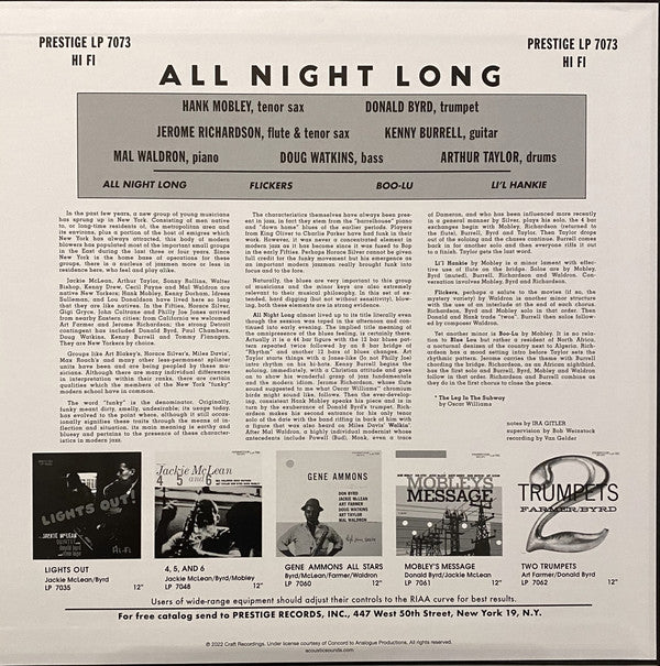 The Prestige All Stars : All Night Long (LP, Album, Mono, Ltd, RE, RP, 180)