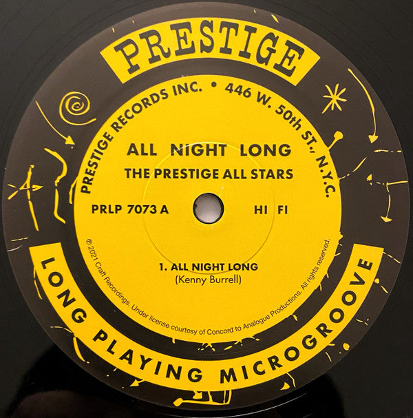 The Prestige All Stars : All Night Long (LP, Album, Mono, Ltd, RE, RP, 180)