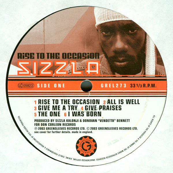 Sizzla : Rise To The Occasion (LP, Album)