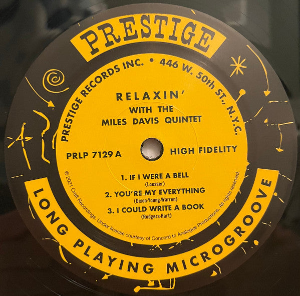The Miles Davis Quintet : Relaxin' With The Miles Davis Quintet (LP, Album, Mono, Ltd, RE, RP, 180)