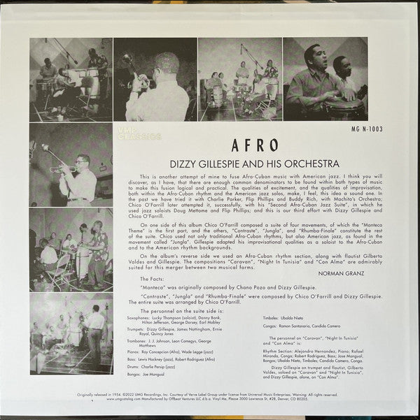 Dizzy Gillespie And His Orchestra : Afro (LP, Album, Mono, Club, RE, RM, 180)