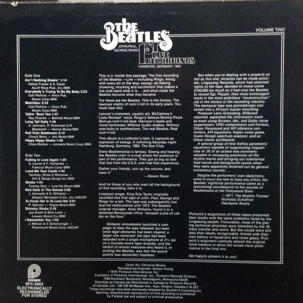 The Beatles : 1st Live Recordings (Volume Two) (LP)