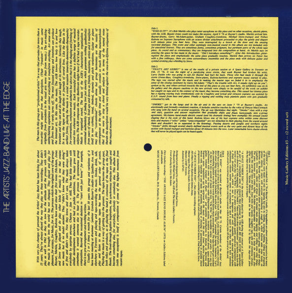 The Artists' Jazz Band : Live At The Edge (2xLP, Album)