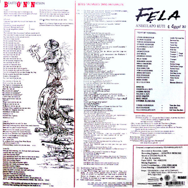 Fela Kuti & Egypt 80 : Beasts Of No Nation (LP, Album, RE)