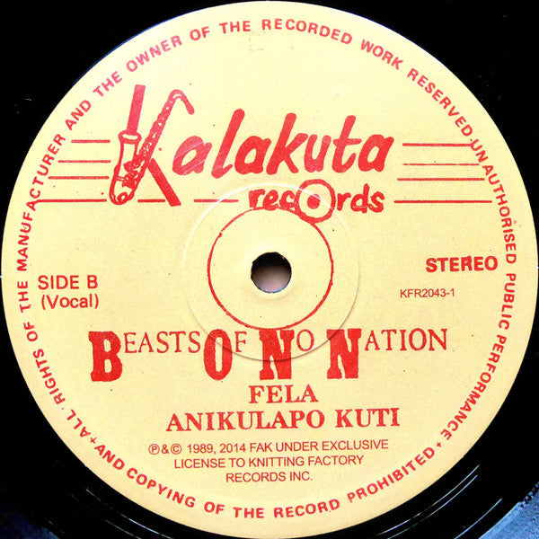 Fela Kuti & Egypt 80 : Beasts Of No Nation (LP, Album, RE)