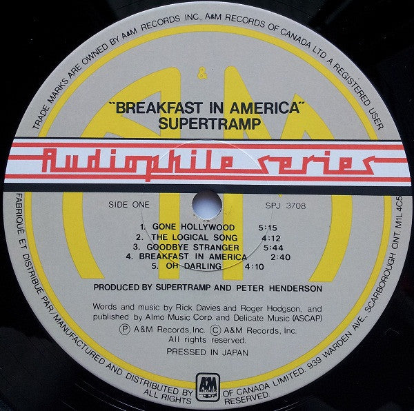 Supertramp : Breakfast In America (LP, Album, RE, RM, Gat)