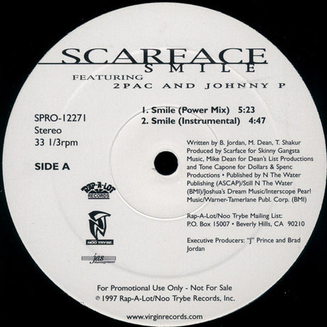 Scarface (3) Featuring 2Pac And Johnny P. : Smile (12", Promo)