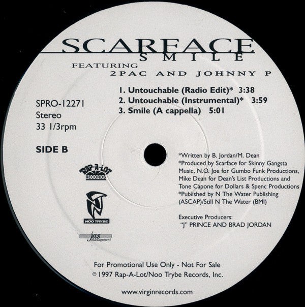 Scarface (3) Featuring 2Pac And Johnny P. : Smile (12", Promo)