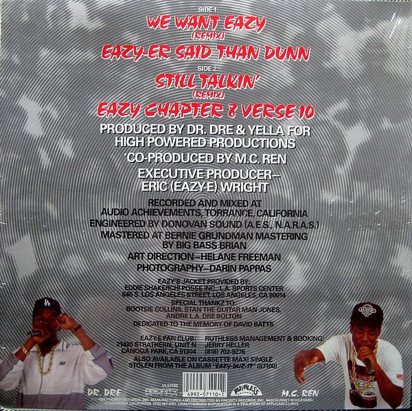 Eazy-E : We Want Eazy (Remix) (12", Maxi)
