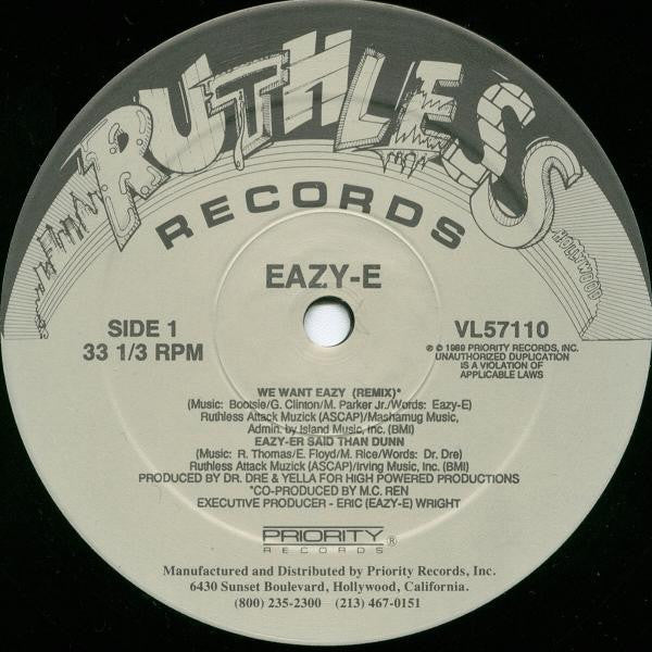 Eazy-E : We Want Eazy (Remix) (12", Maxi)