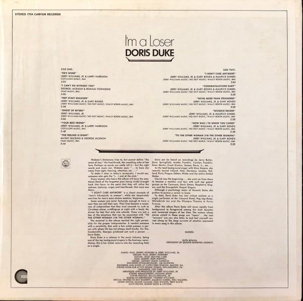 Doris Duke : I'm A Loser (LP, Album)