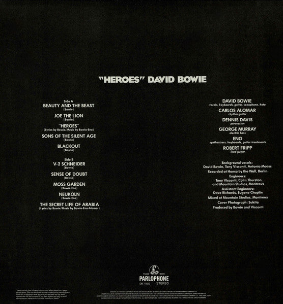 David Bowie : "Heroes" (LP, Album, Ltd, RE, RM, RP, Gre)