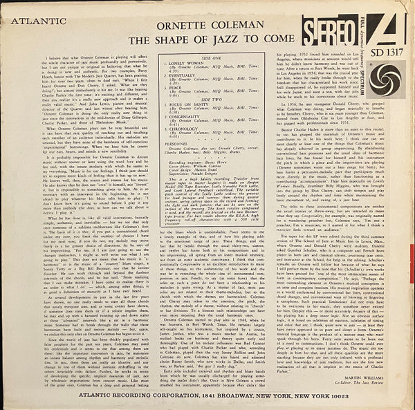 Ornette Coleman : The Shape Of Jazz To Come (LP, Album, RE, Spe)