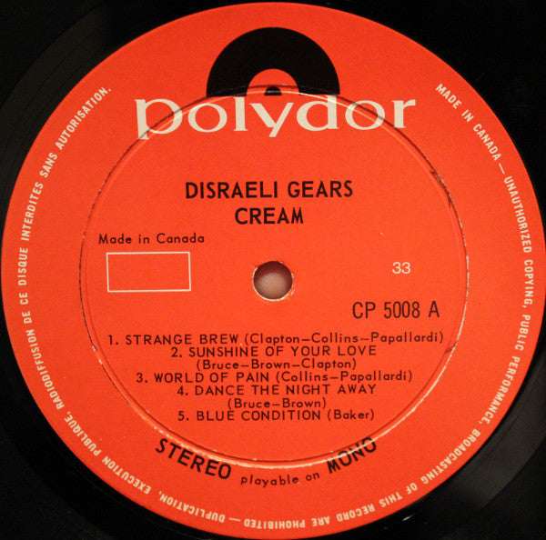 Cream (2) : Disraeli Gears (LP, Album)