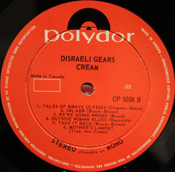 Cream (2) : Disraeli Gears (LP, Album)