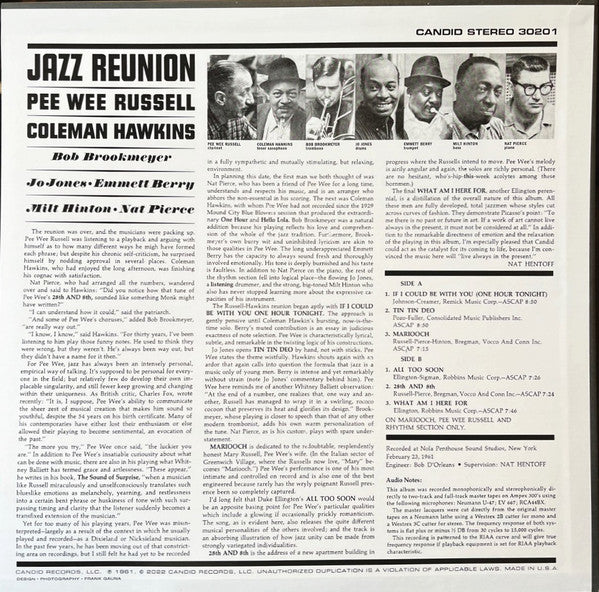 Pee Wee Russell And Coleman Hawkins : Jazz Reunion (LP, Album, RE, RM)