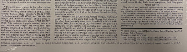 Charles Mingus : Mingus (LP, Album, RSD, RE, RM, Tur)