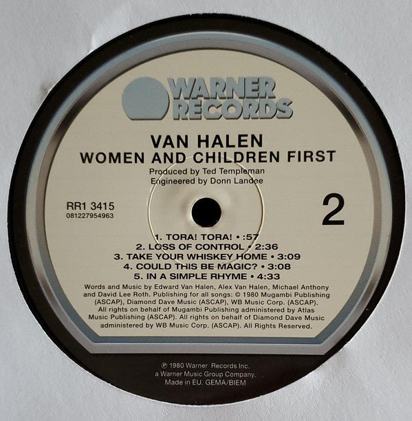 Van Halen : Women And Children First (LP, Album, RE, RM)