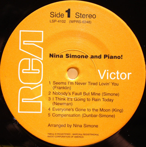 Nina Simone : Nina Simone And Piano ! (LP, Album, Ltd, RE, 180)