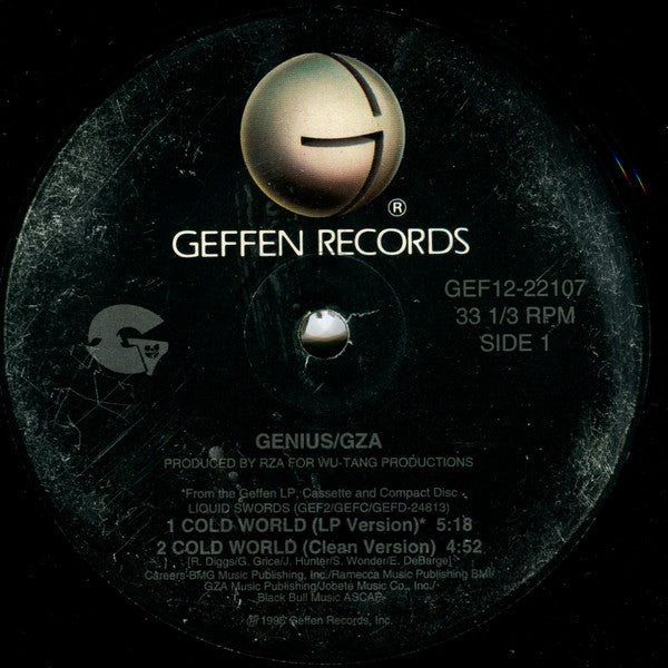 The Genius / GZA Featuring Inspectah Deck A.K.A. Rollie Fingers : Cold World (12", Single)