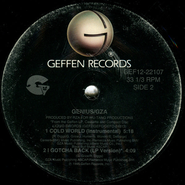 The Genius / GZA Featuring Inspectah Deck A.K.A. Rollie Fingers : Cold World (12")