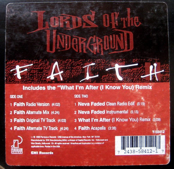 Lords Of The Underground : Faith (12")