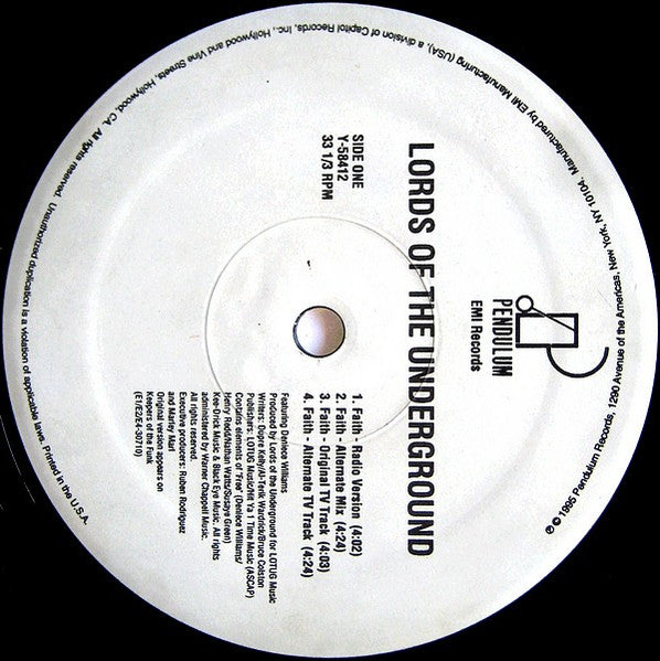 Lords Of The Underground : Faith (12")