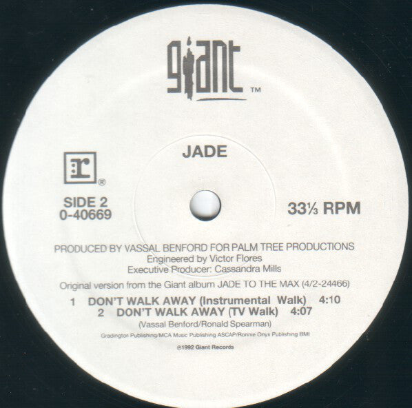 Jade (3) : Don't Walk Away (12", Maxi, Whi)