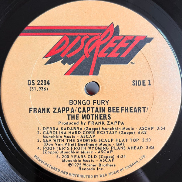 Frank Zappa / Captain Beefheart / The Mothers : Bongo Fury (LP, Album)