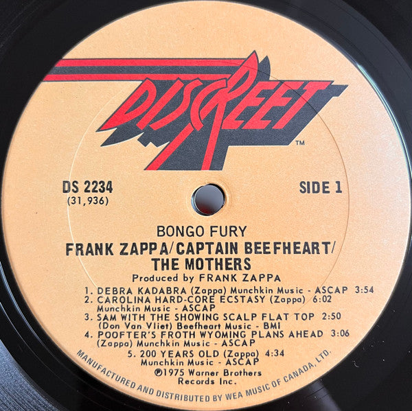 Zappa* / Beefheart* / Mothers* : Bongo Fury (LP, Album)
